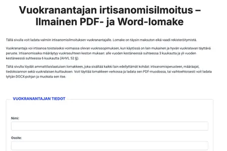 Vuokranantajan irtisanomisilmoitus